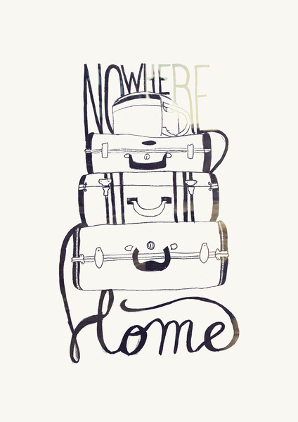 Nowhere Home Art Print #tipografia #wanderlust #travel #illustration #typography
