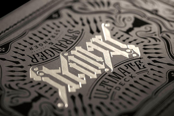 stranger and stranger ultimate deck cards via www.mr cup.com #debossed #print #black #on #cards #metallic #typography
