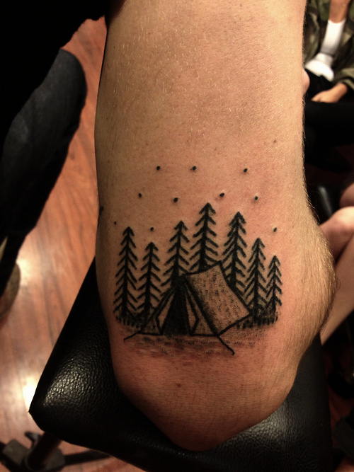 poked camp ground for ty. #forest #tent #tattoo #camping