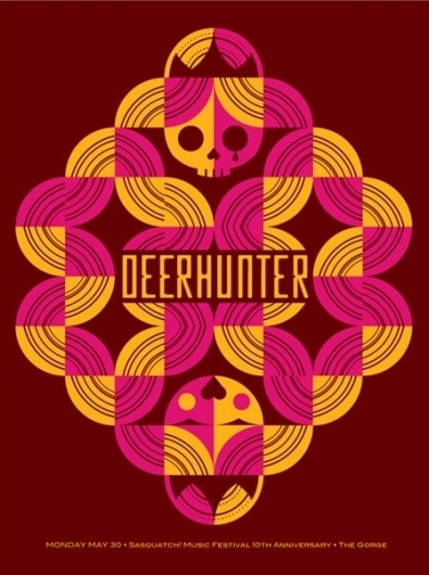 GigPosters.com - Deerhunter #design #skull #screen print #gigposter