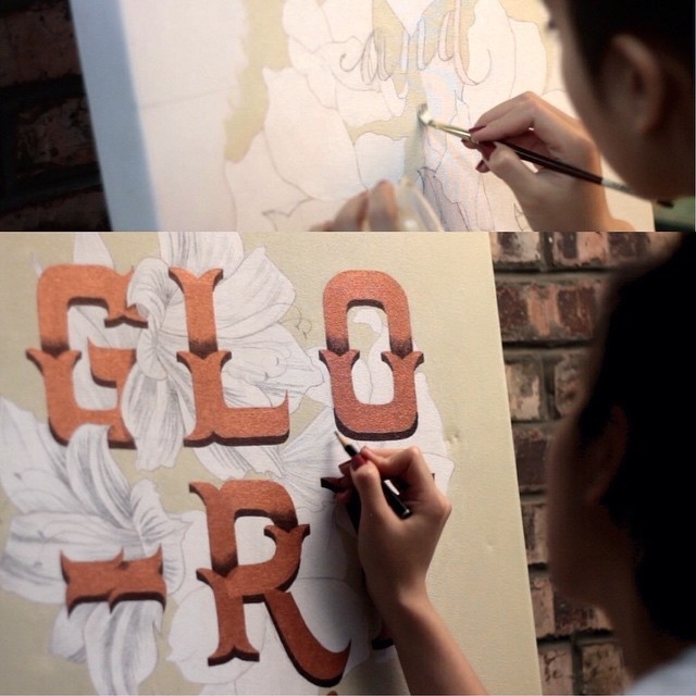 Glory. Acrylic on canvas. #kallos #handlettering #lettering #typography