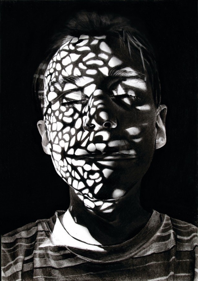 Charcoal Portraits with Shadows
