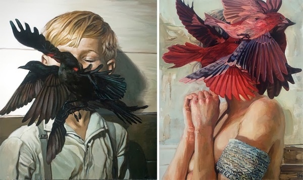Swarms of Oil Painting Birds #oilpainting #people #birds #meghanhowland #art