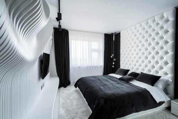 Straight Forward Bedroom Design in Black&White by Geometrix #interior #bedroom #decor #design #apartment
