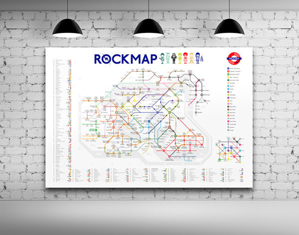 Rockmap™ by Ernesto Lago #underground #infographics #rock #map #datavis #subway #data #ernesto #visualization #music #lago