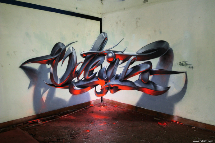 Odeith Anamorphic 3d graffiti orange fluor light lisboa portugal #graffiti #anamorphic #odeith
