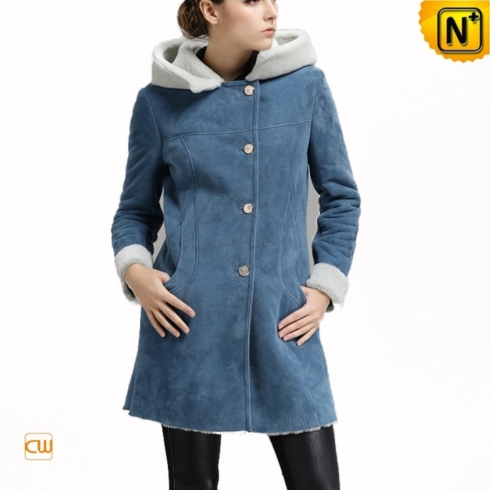 Suede Leather Shearling Womens Coat CW644358 #shearling #womens #coat