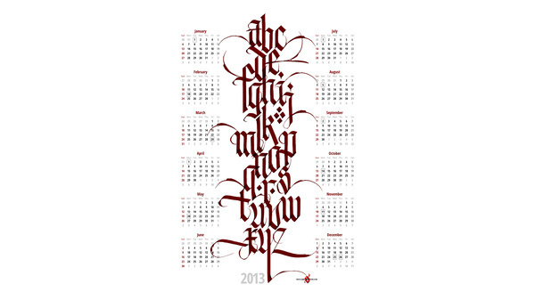 All sizes | 2013 Calendar | Flickr Photo Sharing! #calligraphy #2013 #calendar #gothic #alphabet #type #typography