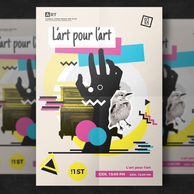 Modern artistic flyer template Free Psd. See more inspiration related to Pattern, Brochure, Flyer, Poster, Mockup, Business, Abstract, Party, Cover, Template, Geometric, Paper, Fashion, Brochure template, Retro, Leaflet, Hipster, Colorful, Flyer template, Shape, Stationery, Mock up, Poster template, Creative, Modern, Booklet, 80s, Set and Mock on Freepik.