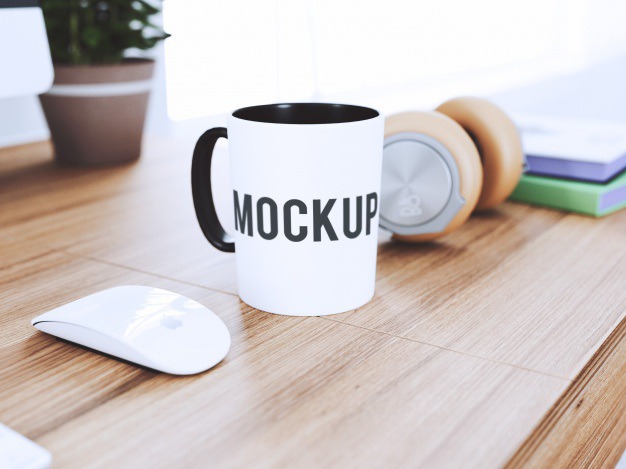 Cup on desk mock up Free Psd. See more inspiration related to Mockup, Template, Web, Website, Mock up, Desk, Cup, Mug, Templates, Website template, Mockups, Up, Web template, Realistic, Real, Web templates, Mock ups, Mock and Ups on Freepik.