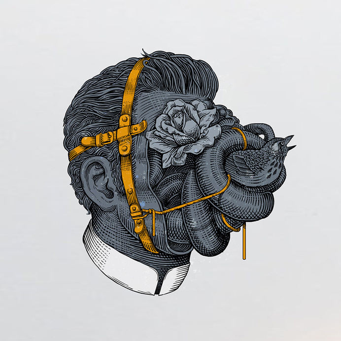 HEADS | artnau #ink #white #horror #black #illustration #face #and #surreal #sketch