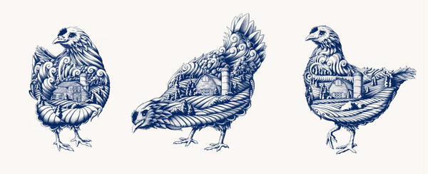 BLUE GOOSE PURE FOODS Flavio Carvalho graphic design / art direction #blue #chicken #goose