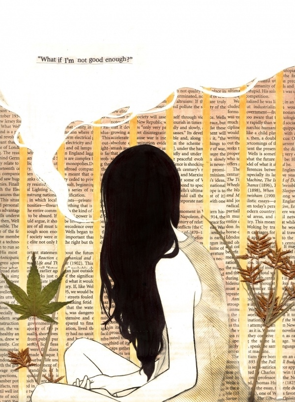 EatSleepDraw #girl #illustration #sadness #mixed #media #doubt