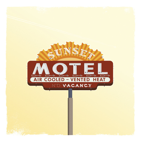 SUNSET MOTEL Art Print #sign #motel #vintage