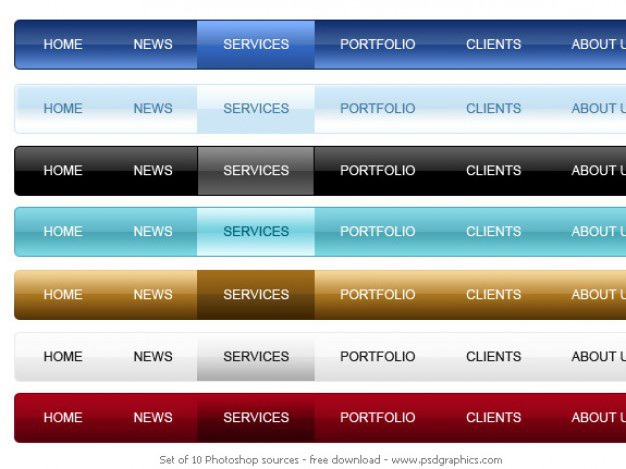 Psd navigation menu Free Psd. See more inspiration related to Menu, Template, Web, Psd, Website template, Navigation, Glossy and Horizontal on Freepik.