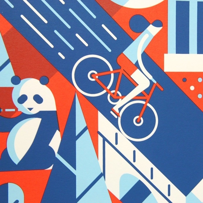 Hello Mr. Panda. #illustration #print #panda #bicycle