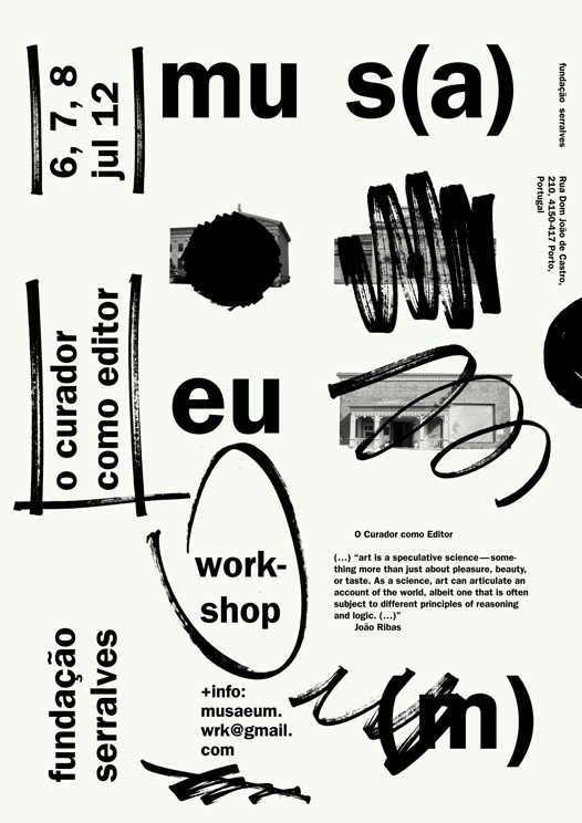 manystuff.org — Graphic Design daily selection » Blog Archive » mus(a)eu(m) – The Curator as Editor #sideways #white #commas #black #poster #type #sharpie #scribble