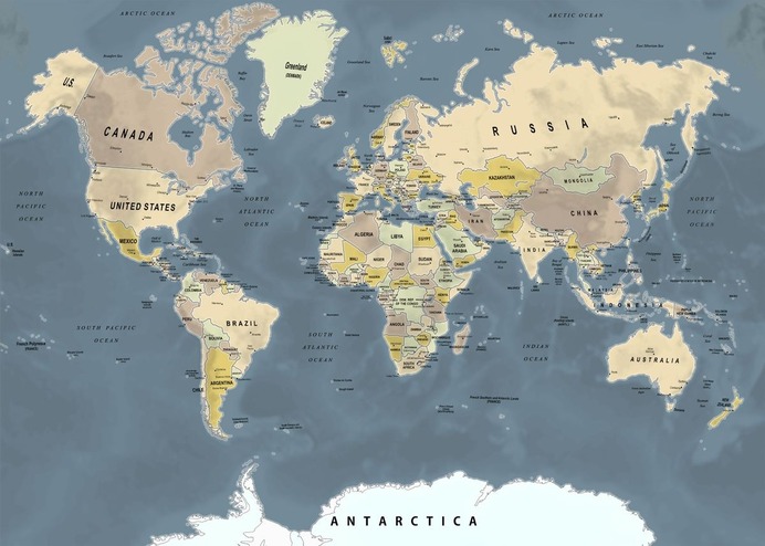 "World Map" Poster Print on metal by Sam Kal