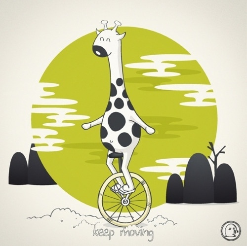 Lonelypeopleart :: Illustration • Life is like riding a bicycle. To keep your... #quotes #giraffe #lonelypeopleart #animals