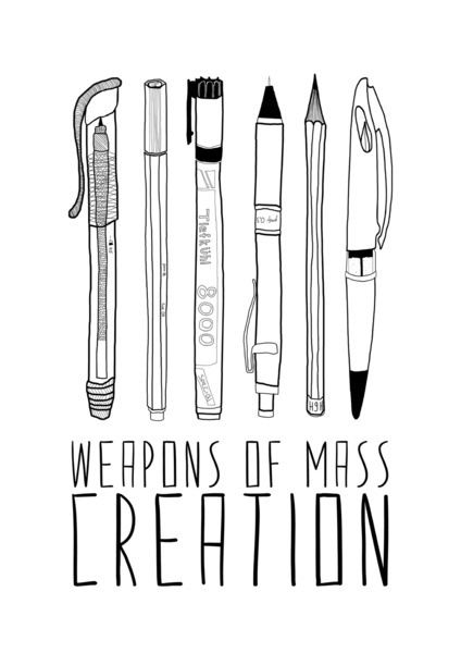 weapons of mass creation Stretched Canvas #type #illustration #handrawn #pens