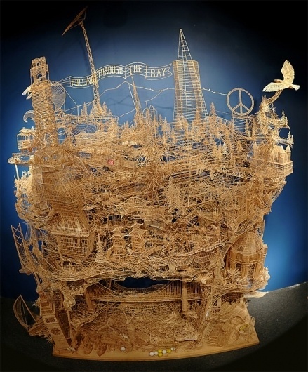 One man, 100,000 toothpicks, and 35 years: An incredible kinetic sculpture of San Francisco » Design You Trust – Social design inspiration! #sculpture #kinetic