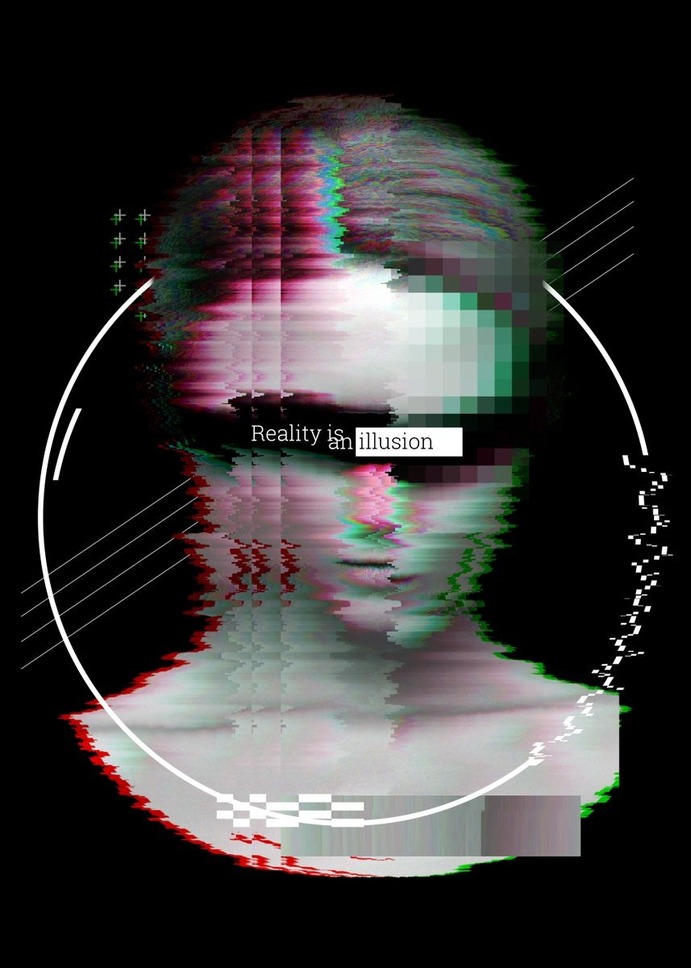 "Glitch Face" Poster Print on metal by Sam Kal