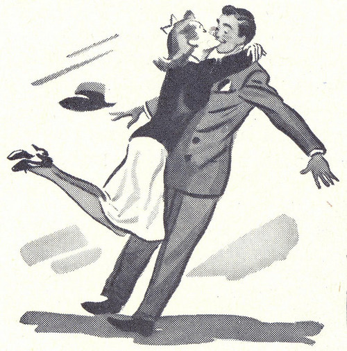 1942-(via File Photo)- on Flickr. #couple #design #illustration #vintage #embrace #40s #cute #art #suit #love #hug