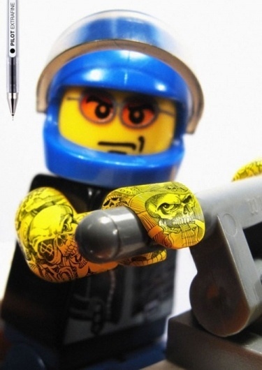 Pilot Extrafine: Lego Tattoos | NiceFuckingGraphics! #lego #advertisement #pilot #tattoo #extrafine