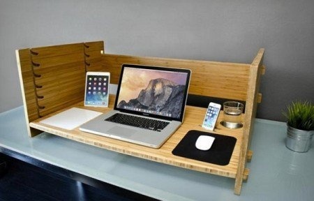 If you are stuck to a desk all day, this adjustable desk allows you to reduce potential health hazards that come from being sedentary. #modern #design #home #product #furniture #industrial #desk #style