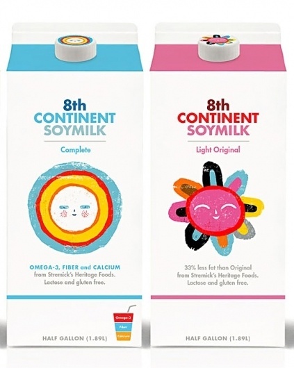 8th Continent Soymilk : Lovely Package . Curating the very best packaging design. #8th #packaging #soymilk #colorful #brush #milk #continent #carton