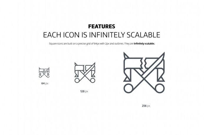 Square line icons