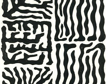 Linocut Print JUXTAPOSITION Modern Minimalist Print | Etsy