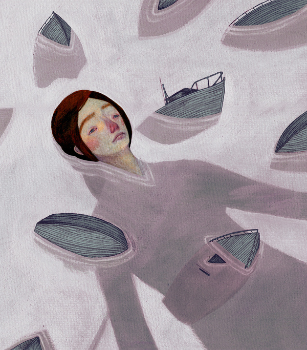 Fury - Cover Illustration for La Peste Magazine by Owen Gent #peste #water #woman #gent #float #cover #illustration #la #boat #owen #magazine