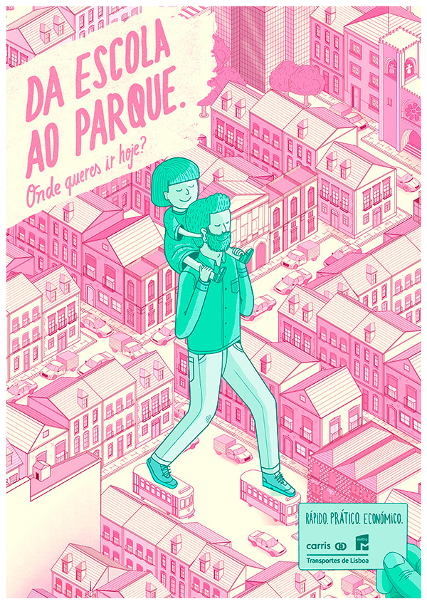 Onde queres ir hoje? Bronze - Young Lions 2014 Print - 1 #print #city #advertising #direction #illustration #art #lisbon #drawing #maps #characters