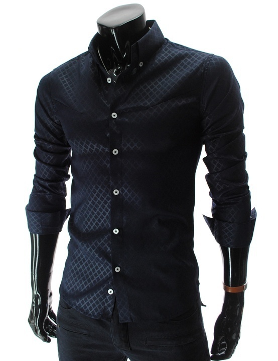 Navy Slim Fit Pattern Dress Shirt #fashion #mens #shirt
