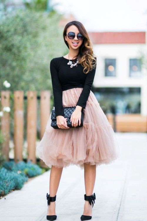 blush tulle midi skirt