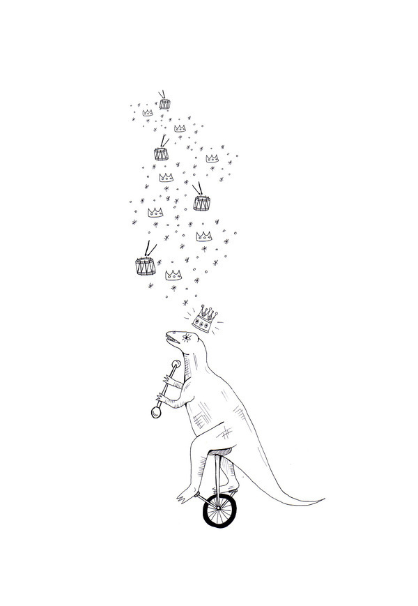 illustrations forÂ twisty parallel universe #universe #circus #twisty #illustration #dinosaur #parallel #bw #king