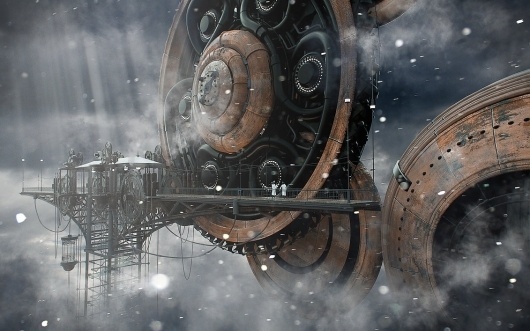 Cloud station. by *Shelest on deviantART #clouds #fog #steampunk #graphics #3d