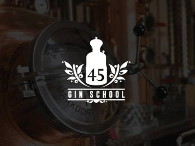 45 Gin School #berries #west #branding #alcohol #45 #type #graphic #design #distillery #typographic #brand #gin #identity #industrial #numbers #logo #distill #still