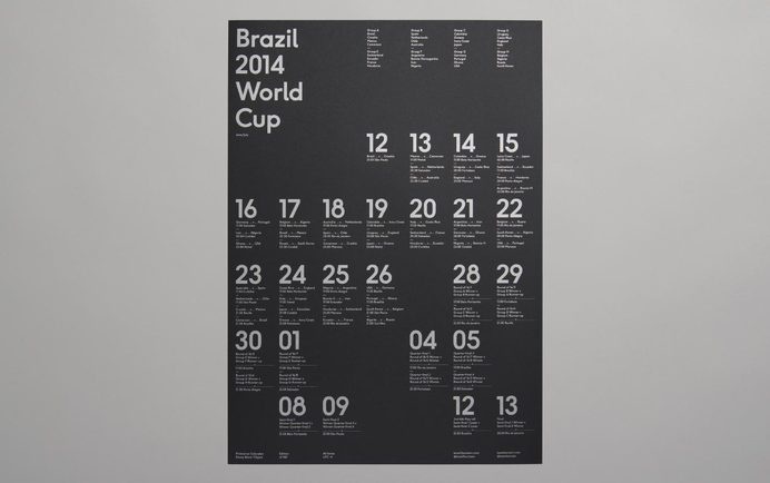Brazil 2014 World Cup wallchart – Designed by Karoshi #silver #print #grid #poster #metallic
