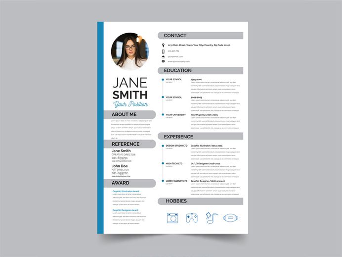 Free Modern Flat Resume Template