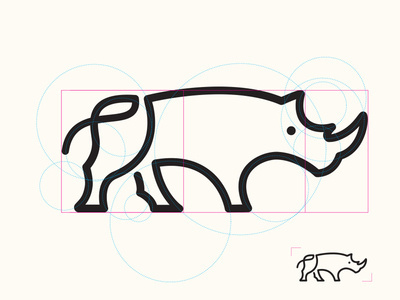 Logo grid construction by Bratus #animal #grid construction #logo grid  #logotype #symbol #rhino #branding #brand mark #logo #golden ratio #l |  Search by Muzli