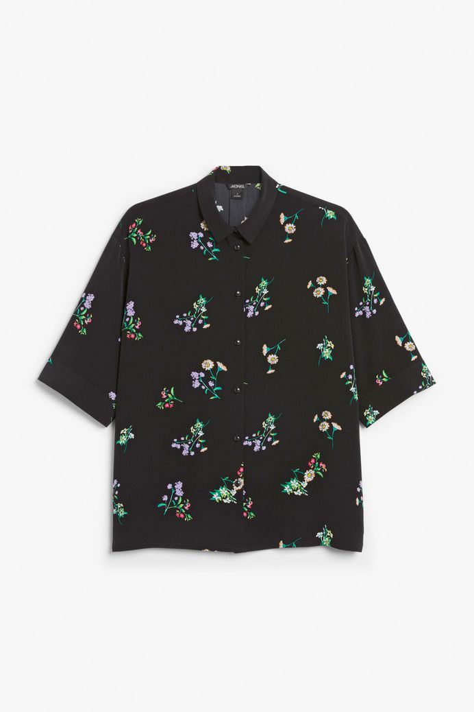 Oversized blouse - Black meadow - Monki DE