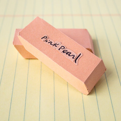 Paper eraser, paper sculpture, paper school supplies