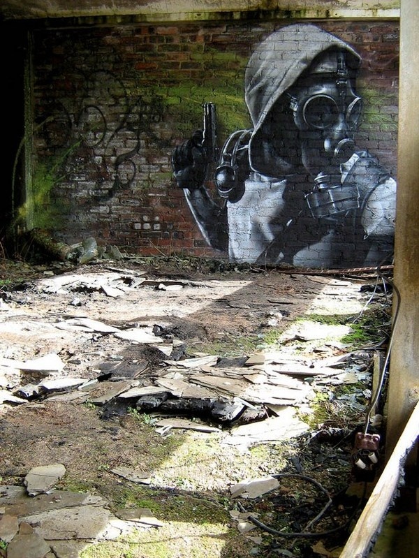 Apocalyptic portrait graffiti street art #graffiti #realism #street #art #realistic