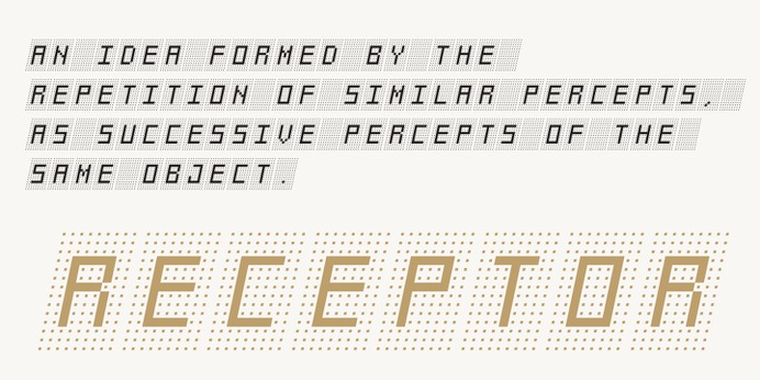 RECEPTOR typeface (font) designed by Thoma Kikis. Teknike.com - #receptor #typeface #font #kikis #thomakikis #synthwave #geometric #squares #lettering #greek #latin #cyrillic #teknike