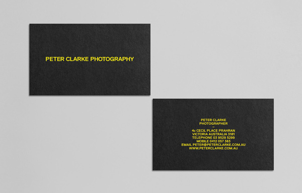 Peter Clarke Photography #typography #business card #yellow #black #clean #stationery #bold