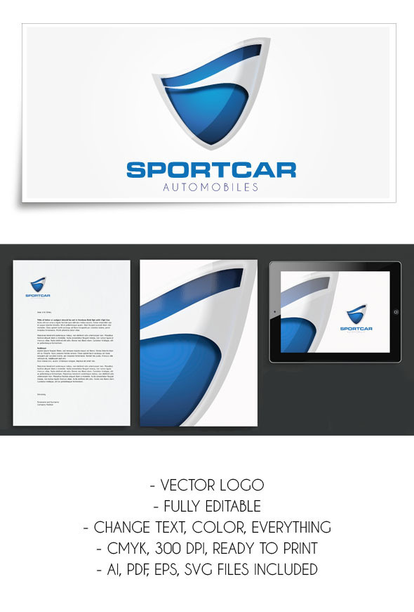 SportCar Logo #branding #car #template #logo #blue