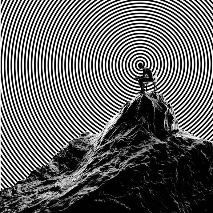 black and white, circles