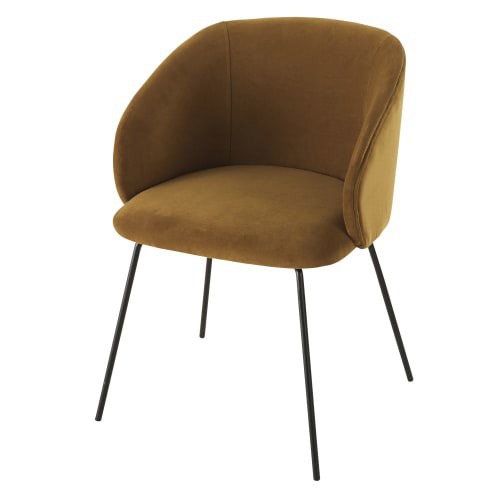 Poltrona professionale in velluto giallo senape Wanda Business | Maisons du Monde